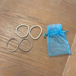 Chic Pearl and Silver Bracelet Set